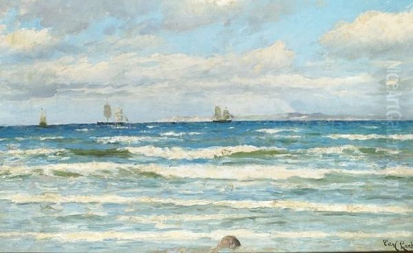 Coastal Scene With Ships At Sea - view 1