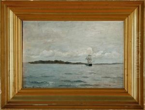 A Danish Marine With A Brig Sailing Along The Coast by Carl Locher