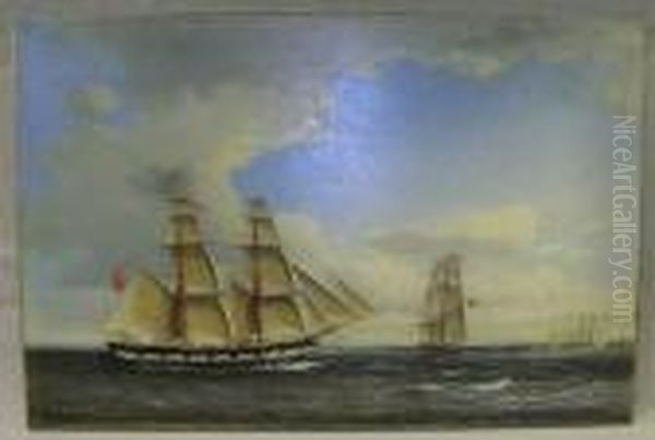 An English Brig Off Elsinore, Two Views. - view 1