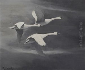 Swans In Flight by George Edward Lodge