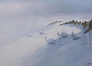 Ptarmigan In The Snow by George Edward Lodge