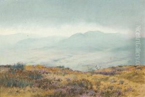 Scottish Mountain Landscape With Stag by George Edward Lodge