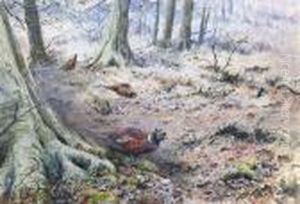 Pheasant In A Wood by George Edward Lodge
