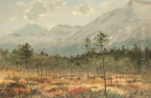 Capercaillies In A Wooded Norwegian Landscape by George Edward Lodge