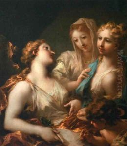 Painting and Drawing Instructing Love by Giovanni Antonio Pellegrini