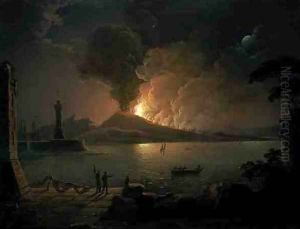 A View of Mount Vesuvius Erupting by Abraham Pether