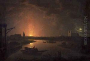 The Burning of Old Drury Lane Theatre, February 24 1809 by Abraham Pether