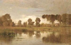 Landscape with Pond and Poplars