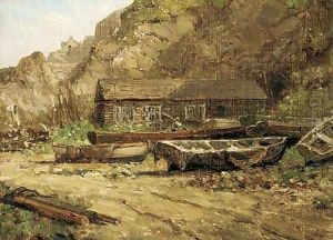 A boat yard, Newquay by Arthur Wilde Parsons
