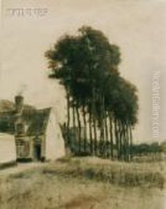 Cottage View With Trees by Robert Henry Logan