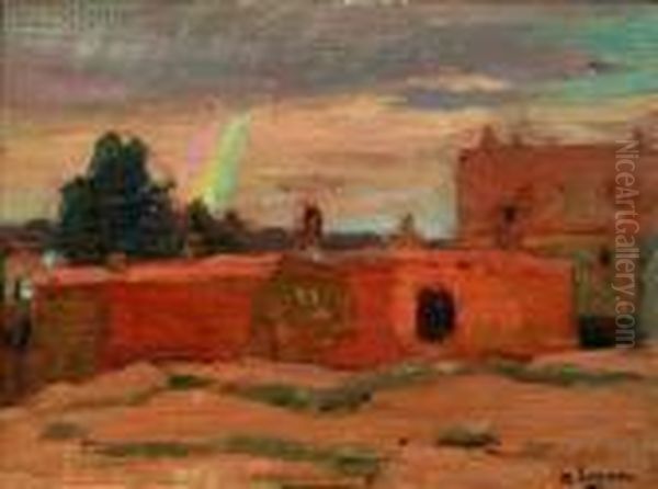 Moroccan Buildings With Rainbow - view 1