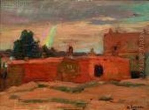 Moroccan Buildings With Rainbow