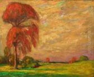 Landscape With Pink Tree by Robert Henry Logan