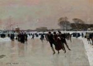 Les Patineurs At Bois De Boulogne by Luigi Loir