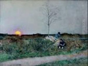 " Silhouettes Au Bord D'une Riviere "