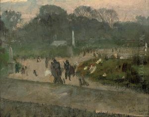 A Stroll In The Luxembourg Gardens, Paris by Luigi Loir