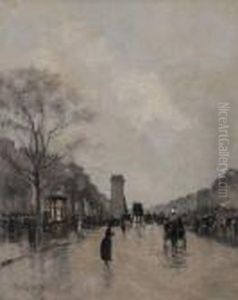 Boulevard Parisien Sous La Pluie by Luigi Loir
