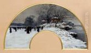 Winters Day At The Skating Pond by Luigi Loir