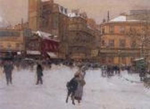 A Snowy Day At The Place Du Delta by Luigi Loir