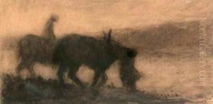 Farmers and horses in a landscape by Johann Thorn Prikker