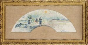 Femme Et Jeune Homme Dans Un Paysage Lacustre by Gustave Loiseau