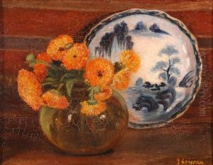 Nature Morte A L'assiette Et Au Bouquet by Gustave Loiseau