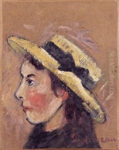 Yvonne De Profil Au Chapeau De Paille