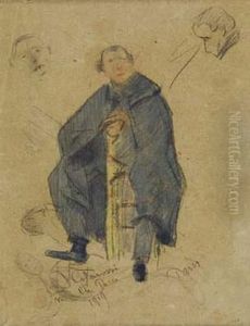 Portrait De Filippo Colarossi (sculpteur Italien), Novembre 1919 Paris by Gustave Loiseau