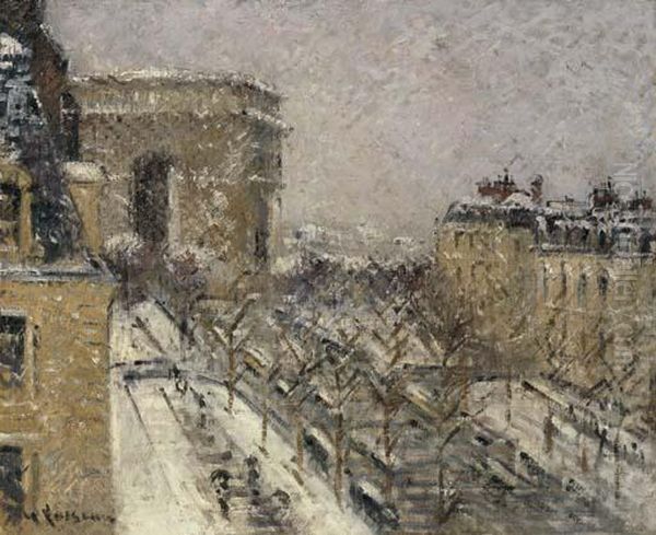 Paris, L'arc De Triomphe Sous La Neige - view 1