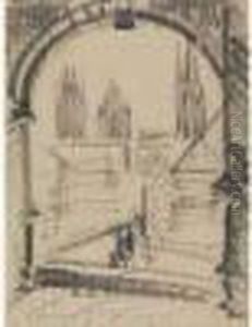 Rouen, La Cathedrale Vue D'une Arcade, 7bre 1929 by Gustave Loiseau