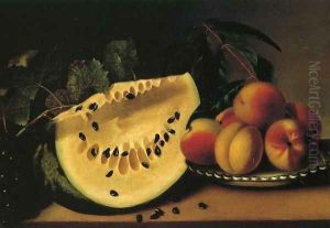 Still Life with Watermelon and Peaches 1828 by Margaretta Angelica Peale