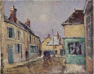 Rue De Village Et Charrette by Gustave Loiseau