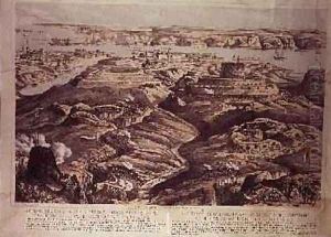 Panoramic View of the Malakoff Tower and Out Works, the Redan Battery, the Mamelon and the Quarries, pub. 1855 by Stannard and Dixon