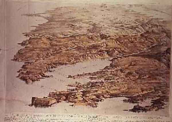 Panoramic view of the Present Extended Position of the Allied Armies of England, France, Turkey and Sardinia, from a watercolour drawing by Frank C. Hughes, pub. by Stannard and Dixon, 1855 - view 1