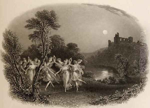 The Dance of the Fairies, engraved by F.C. Lewis, illustration from The Pilgrims of the Rhine published 1840 - view 1