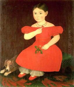 Portrait of a girl in a red dress by Ammi Phillips