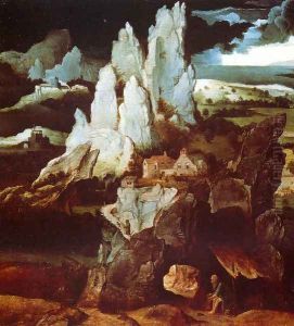 St Jerome in Rocky Landscape c. 1520 by Joachim Patenier (Patinir)