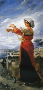 Contadina with a Goat by Vicente Palmaroli Y Gonzalez