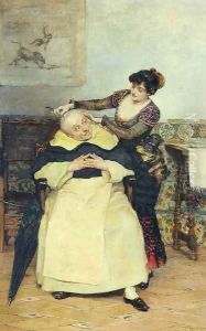 The Haircut by Vicente Palmaroli Y Gonzalez