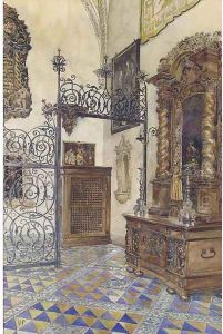 A church interior by Vicente Palmaroli Y Gonzalez