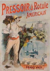 Poster advertising an American wine press, exhibited at the Exposition Universelle de Lyon, 1894 by Rene Pean