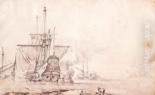 Vessel Firing a Salvo 1651 - view 1