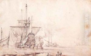 Vessel Firing a Salvo 1651 by Pierre Puget