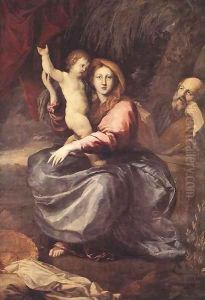 The Holy Family at the Palm-tree 2 by Pierre Puget