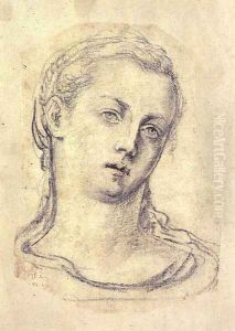 Head of a young woman, tilted to the left by Georg Pencz