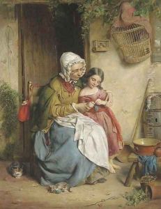 The Knitting Lesson by John Thomas Peele