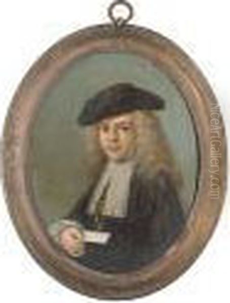 Portrait Of A Gentleman,
Half-length, In Clerical Dress With A Black Tricorn Hat, Holding A
Letter - view 1