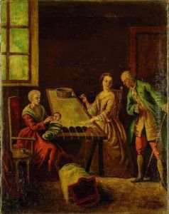 Coppia Di Dipinti Raffiguranti Scene Di Vita Veneziana