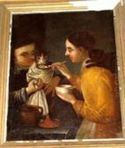 Two Girls Feeding A Cat-patient - view 1