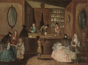 Figures In A Venetian Coffee House by Pietro Longhi